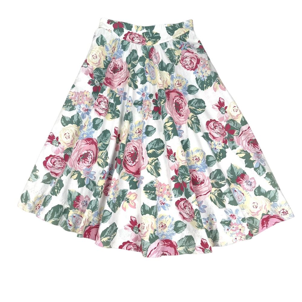 David Randall Vintage Floral Cotton Circle Skirt Cottagecore Midi